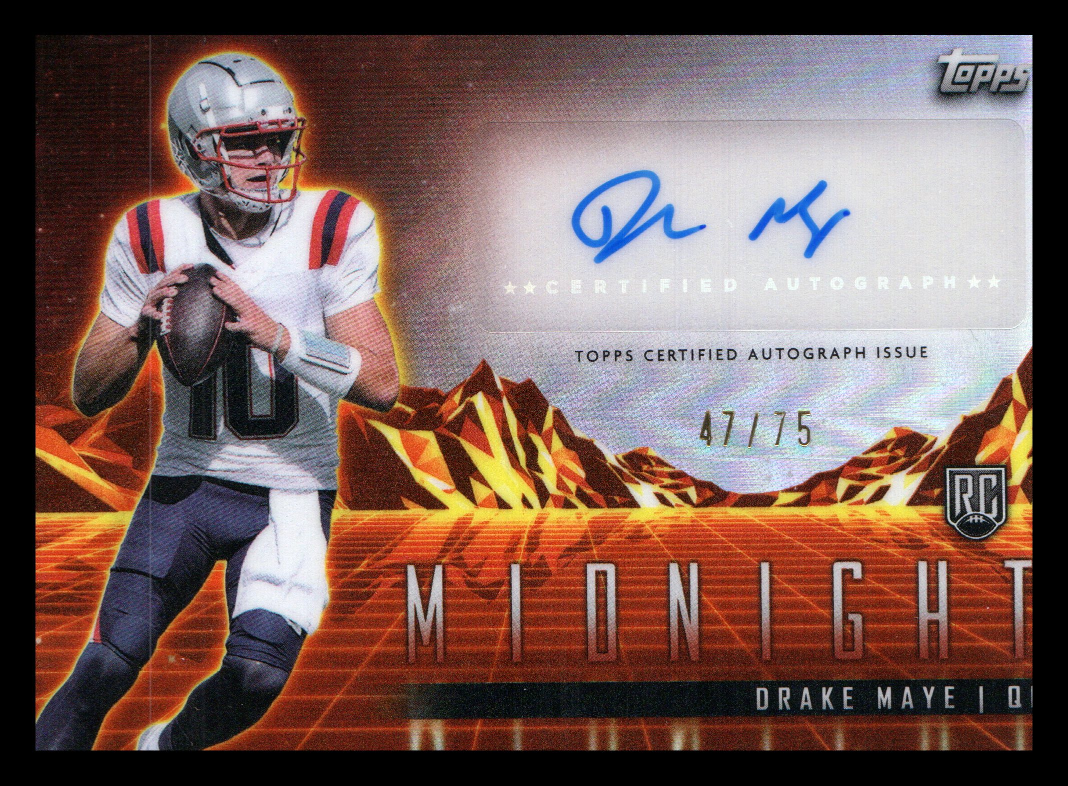 2024 Topps Midnight #RHS-DM Drake Maye Rookie Horizon Signatures Dusk #/75